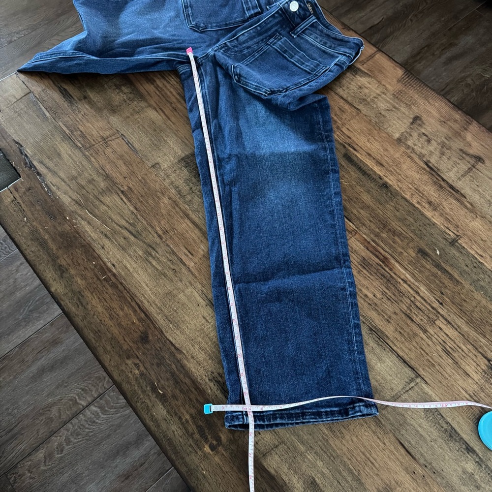 Quince stretch patch pocket cropped wide leg Jeans in dark wash - Picture 13 of 15